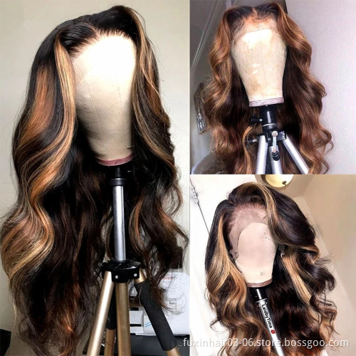 100% Human Hair 30 Inch Straight Brown 4x4 13x4 Transparent Lace Highlight Human Hair Wigs 10a Highlight Body Wave Hair Full Wig